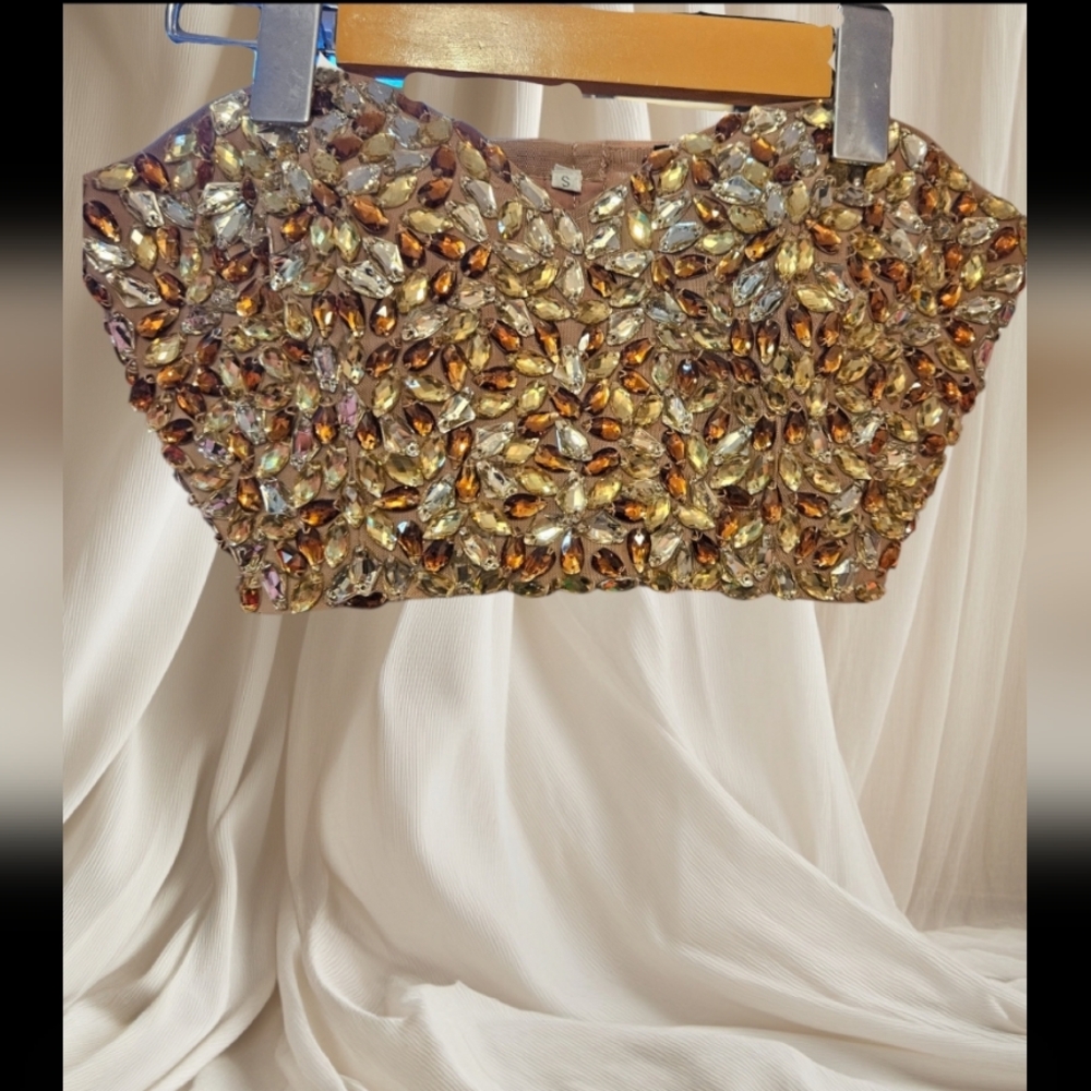 Guess by Marciano Gold Beaded Corset Top